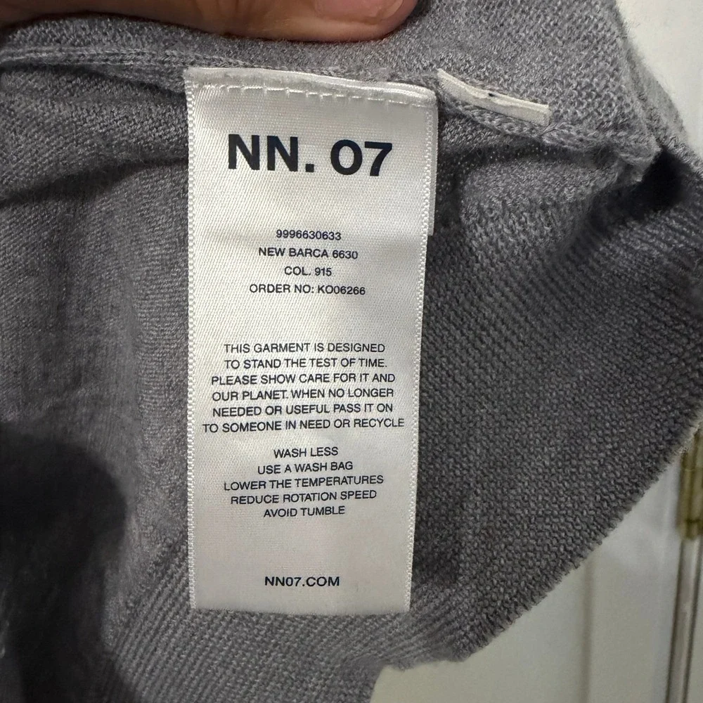 NN.07 New Barca 6630 Grey Extra Fine Merino Wool Crewneck Sweater Made in Italy